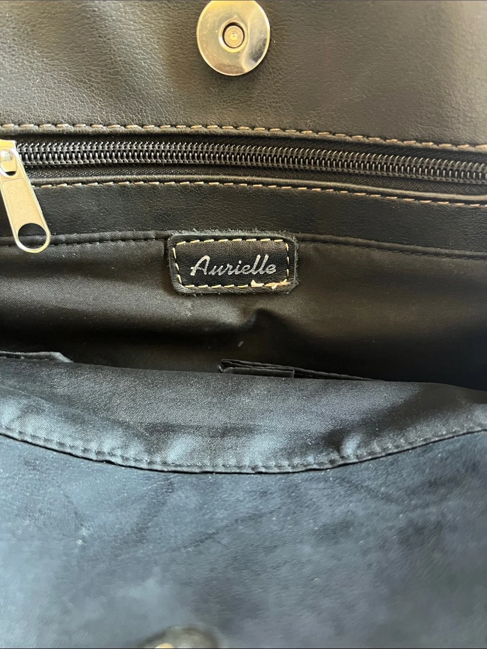 Vintage Aurielle Black Leather 3 Compartments Organizer Shoulder Backpack